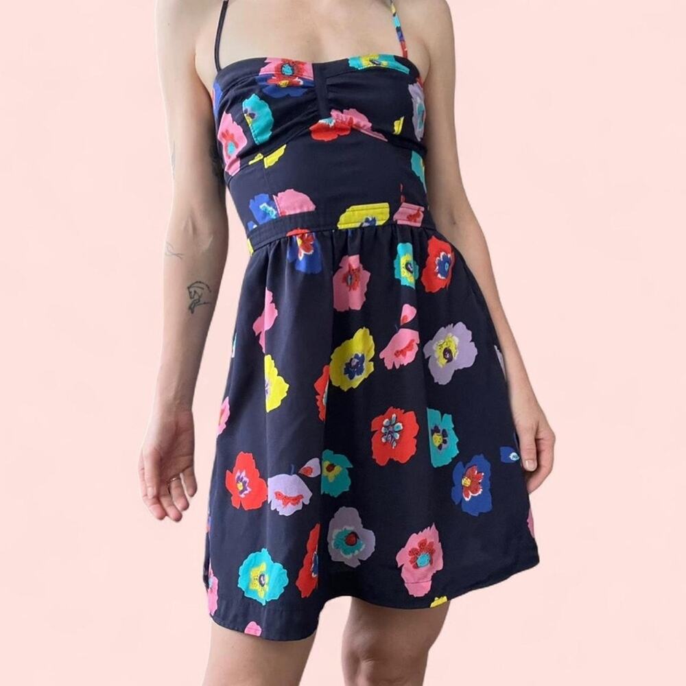 American Eagle Navy Blue and Red Floral Strappy Sundress – Women’s Size 6